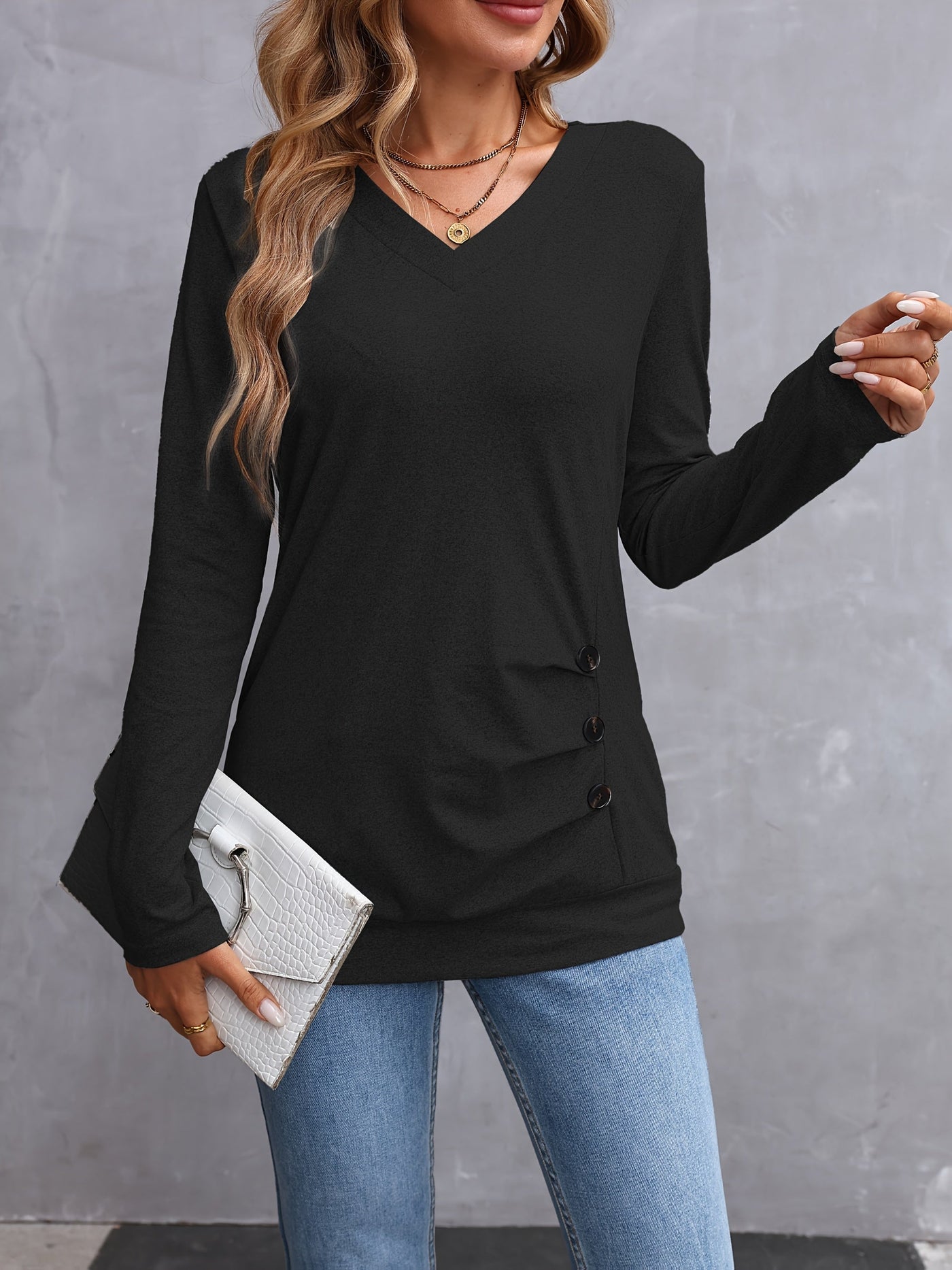 Warren | Side-Button Long Sleeve Top