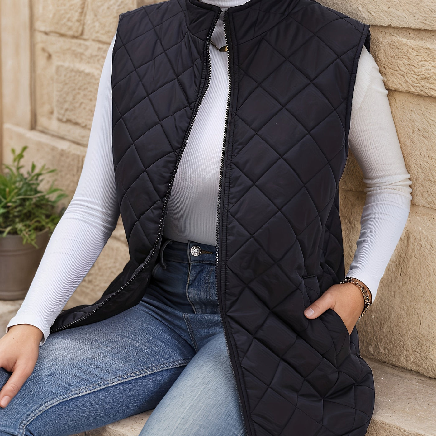 Warren | Diamond-Quilted Longline Gilet