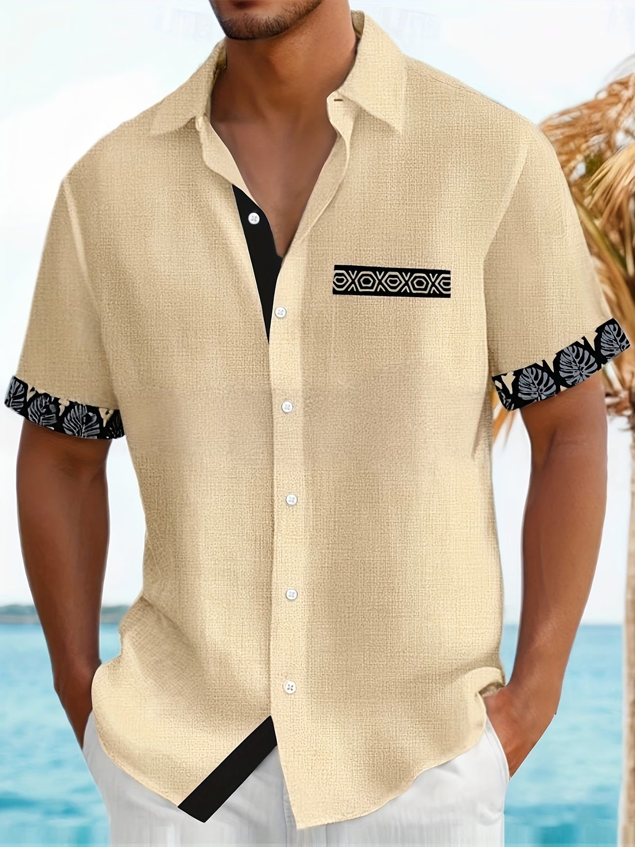Warren | Casual Patchwork Lapel Short Sleeve Shirt