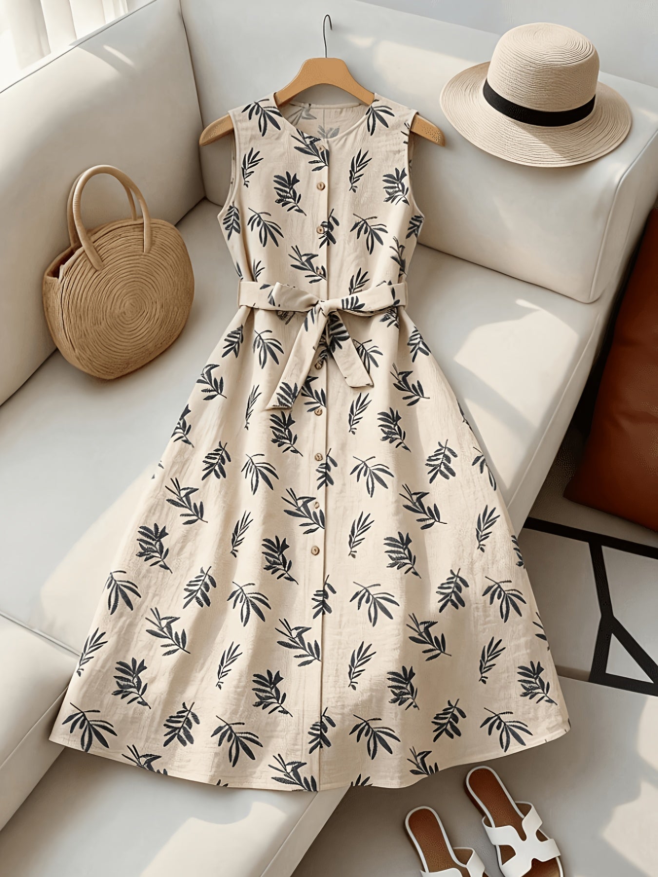 Warren | Belted Sleeveless Midi Dress
