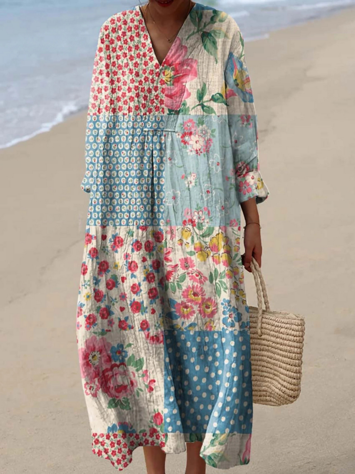 Warren | Vintage Floral Patchwork Pattern Dress