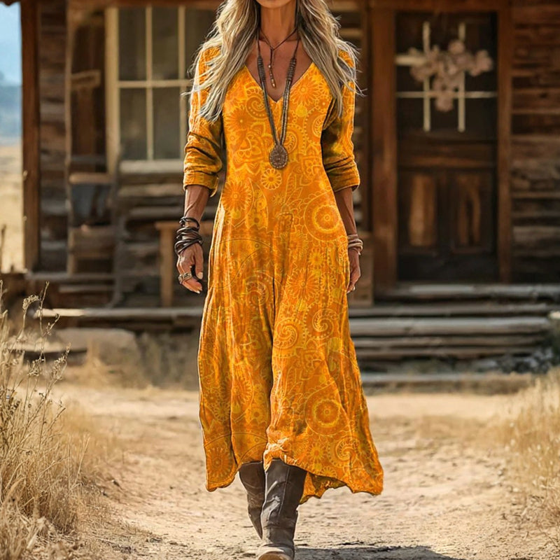 Warren | Vintage Yellow Long Sleeve Dress