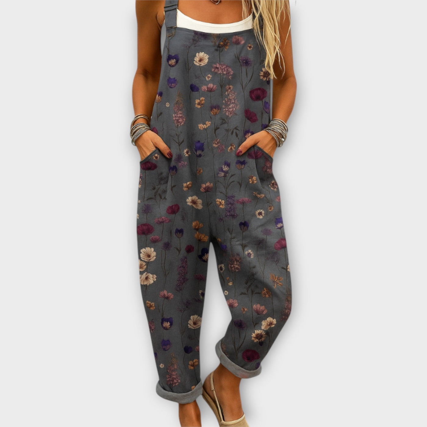 Warren | Retro Elegant Floral Print Jumpsuit
