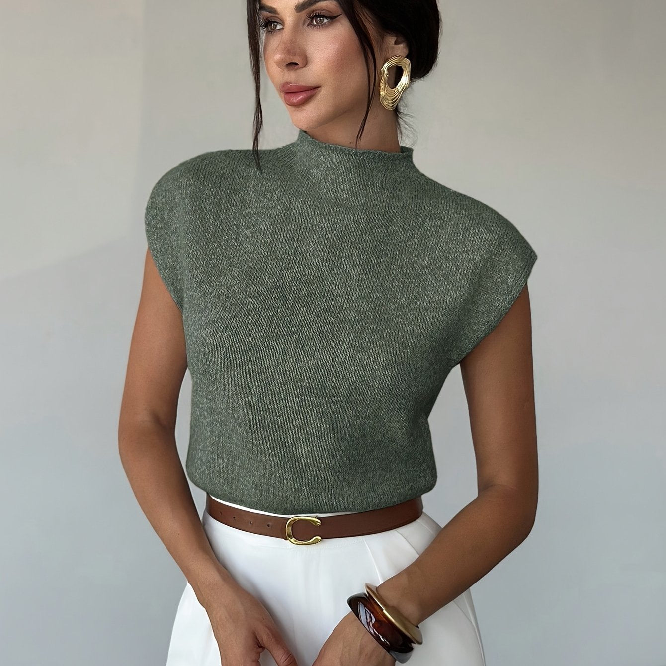 Warren | Mock Neck Cap-Sleeve Top