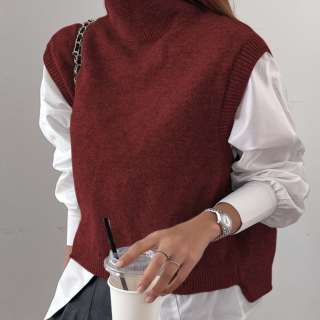 Warren | High-Neck Sleeveless Sweater Vest