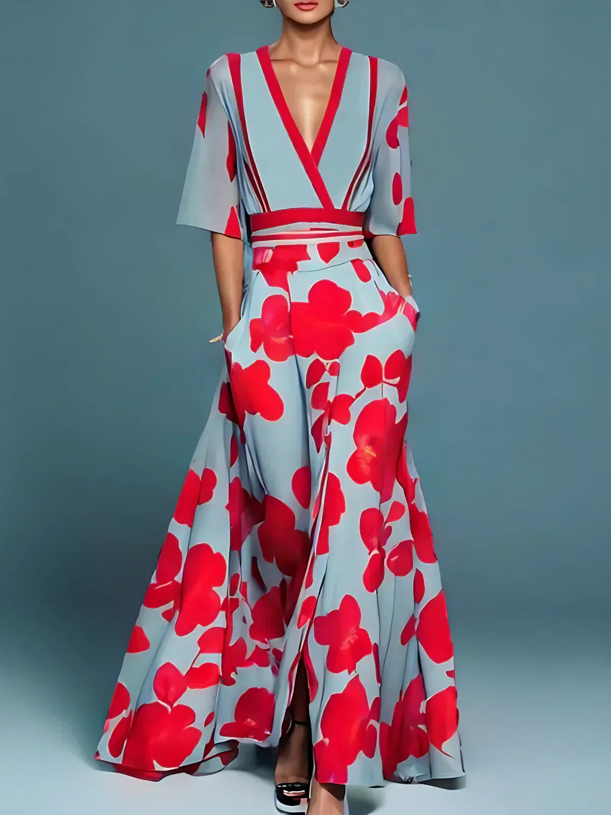 Warren | Elegant Floral V-neck Dress