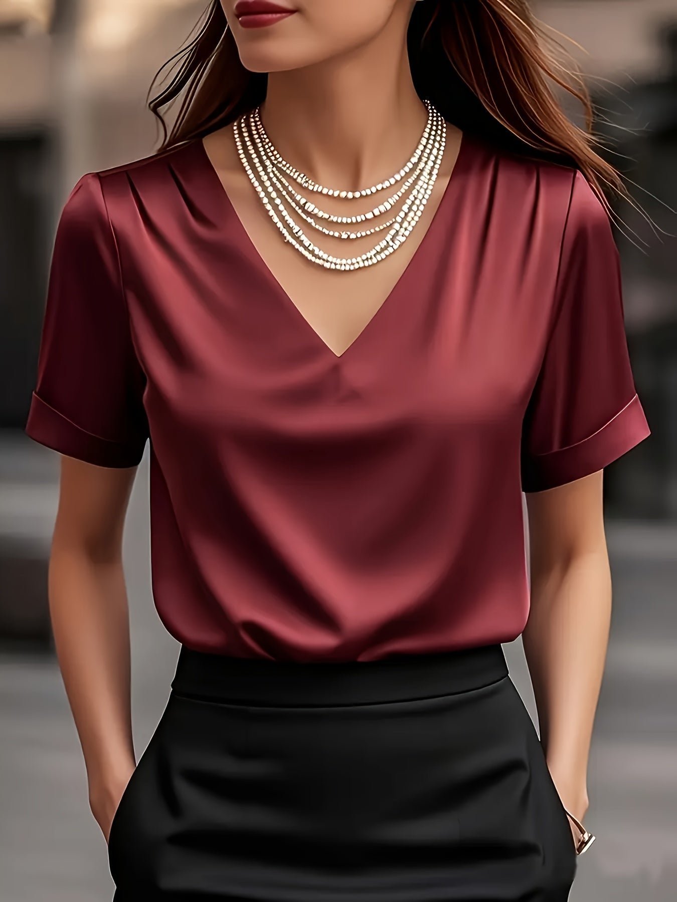 Warren | Draped V-Neck Blouse