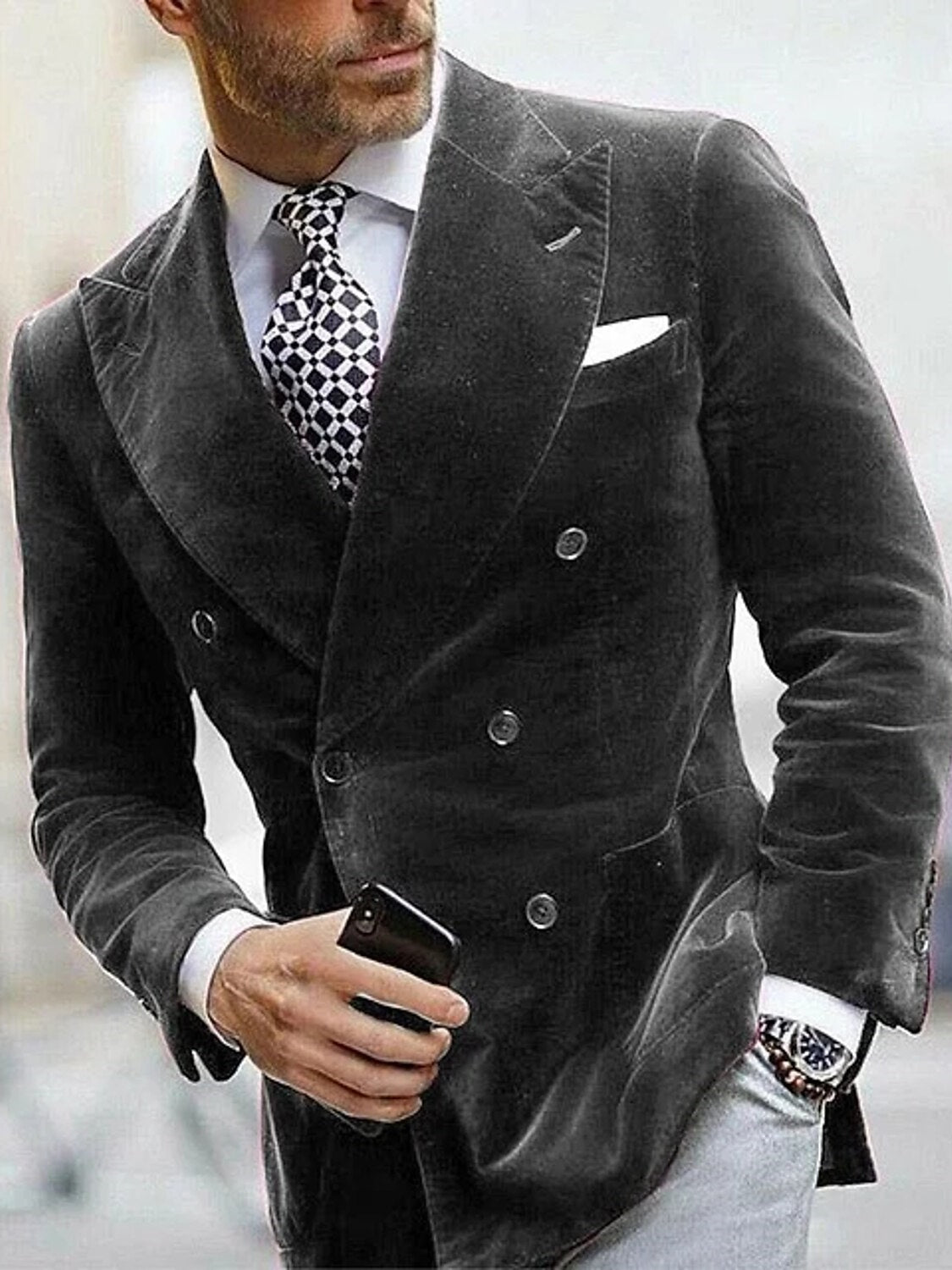 Warren | Velvet Preppy Lapel Slim Fit Six-Buttons Jacket