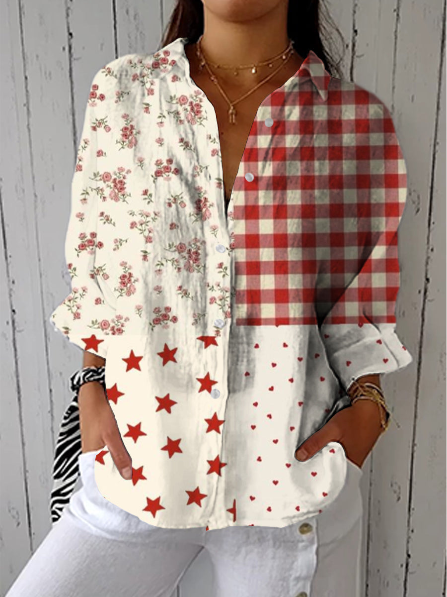 Warren | Clementina | Elegant Multicolor Patchwork Blouse