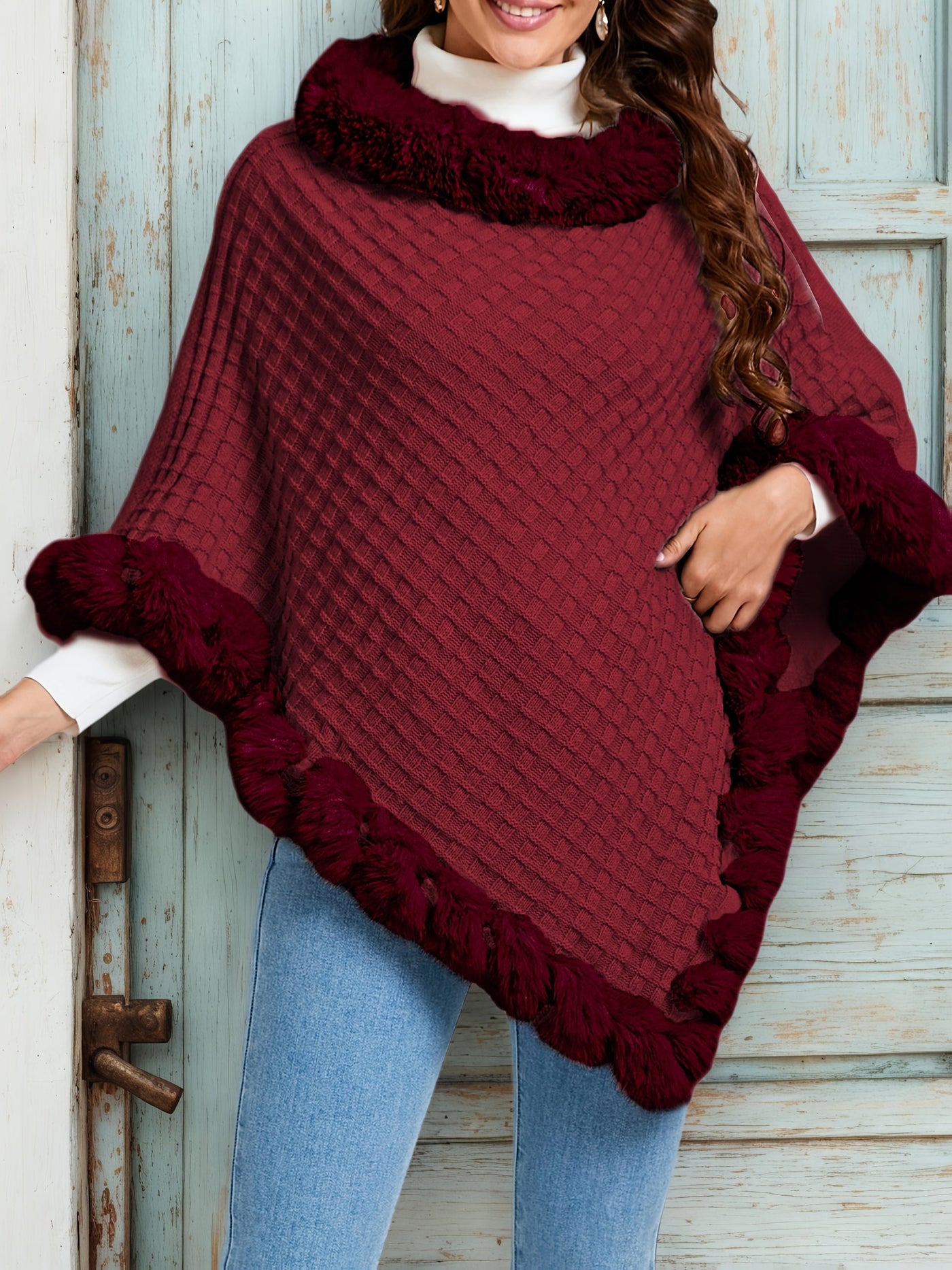 Warren | Cosy Fur-Trim Poncho