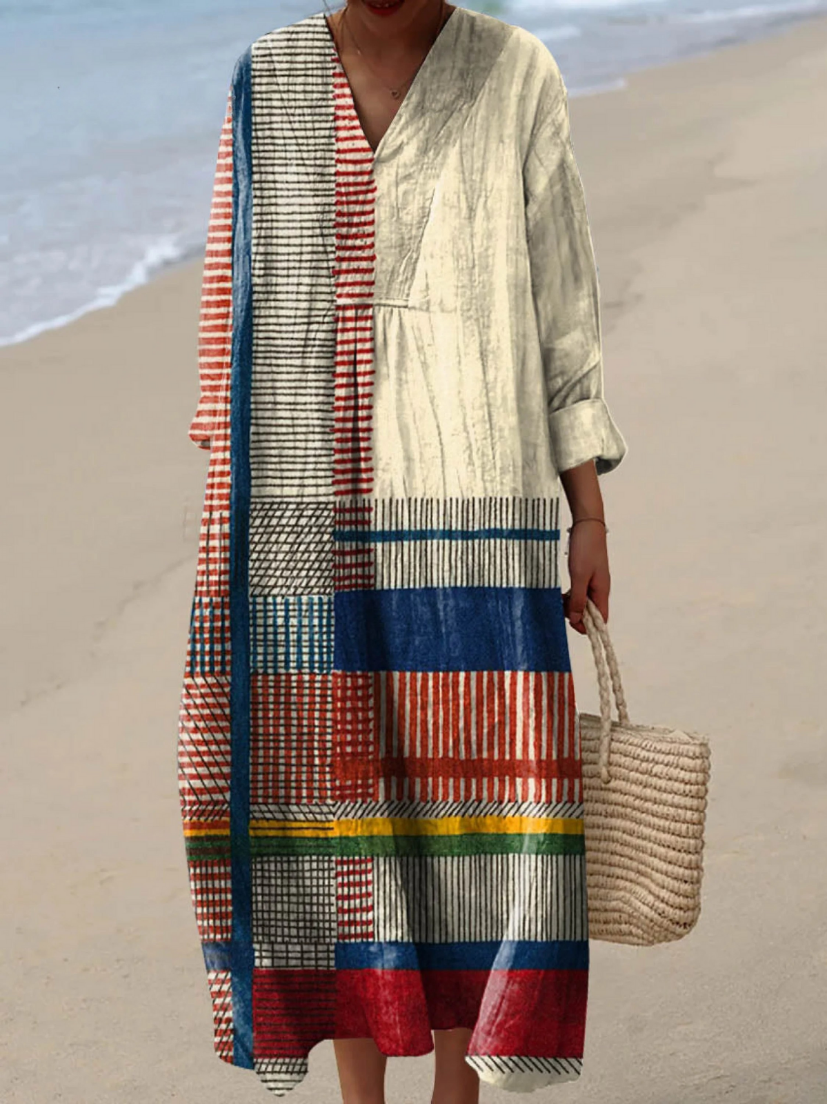 Warren | Vintage Geometric Line Art Dress