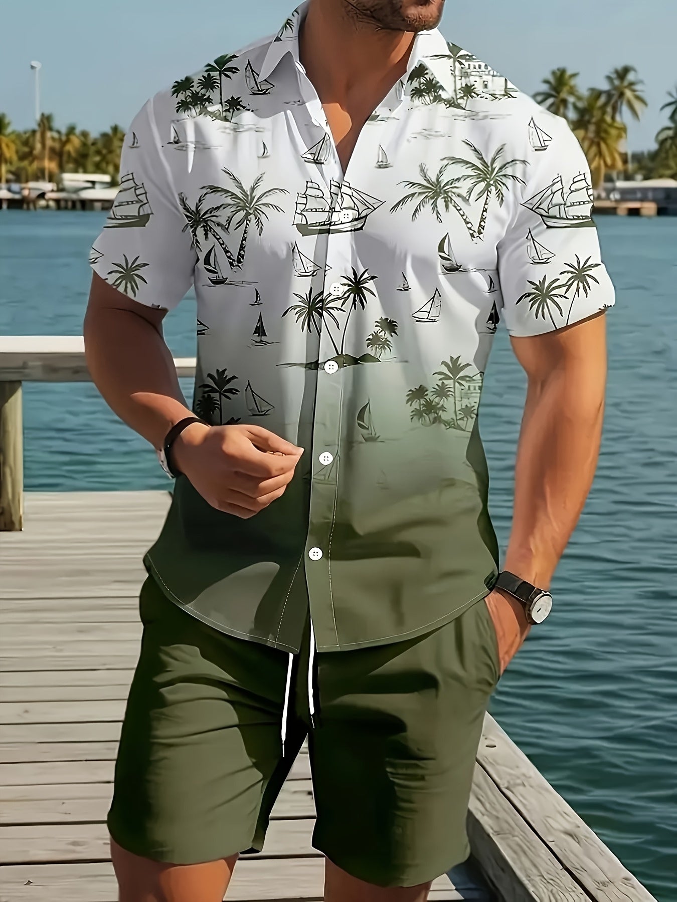 Warren | Coastal Print Shirt & Shorts Set