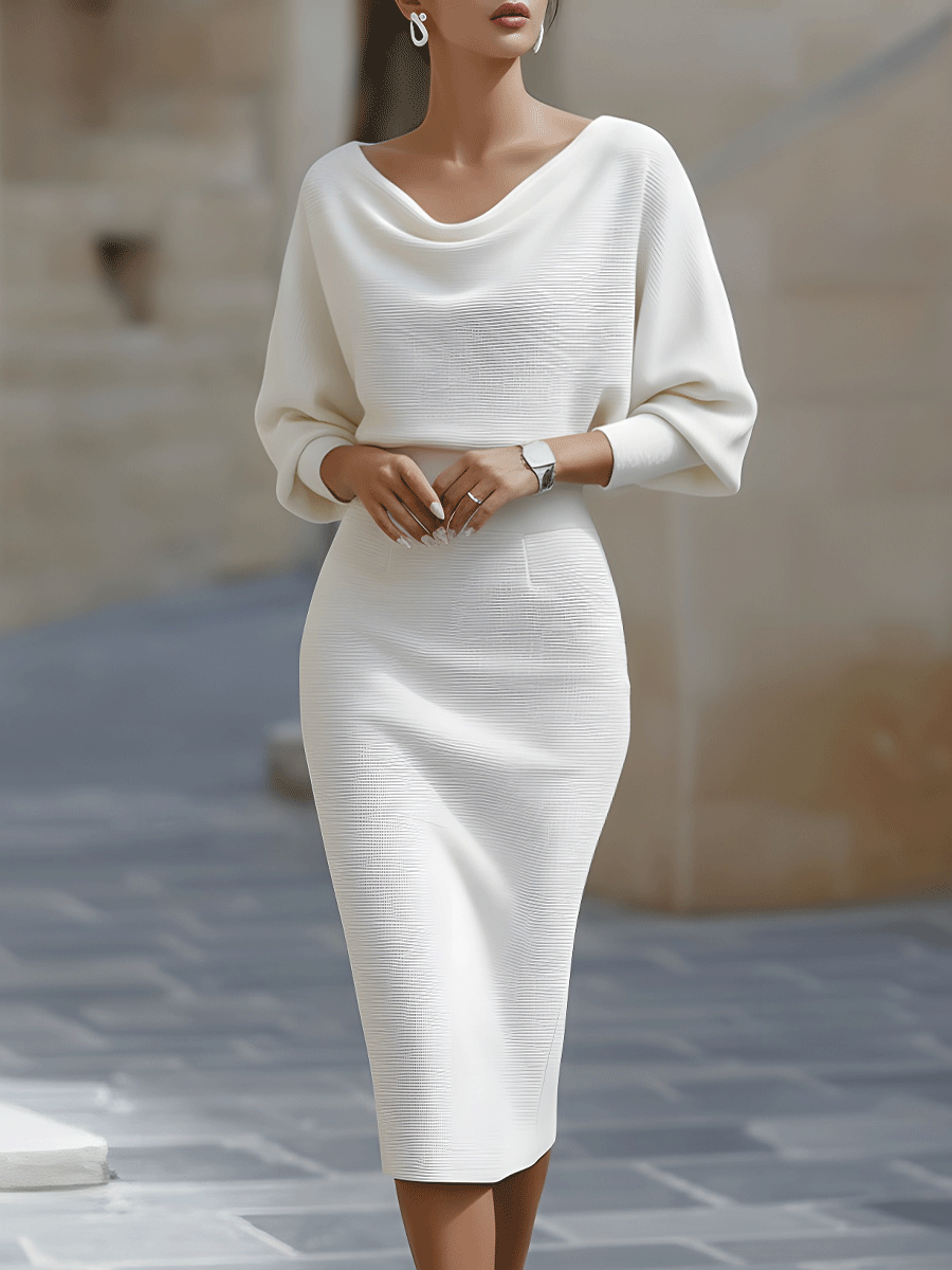 Warren | Elegant Draped Batwing Midi Dress