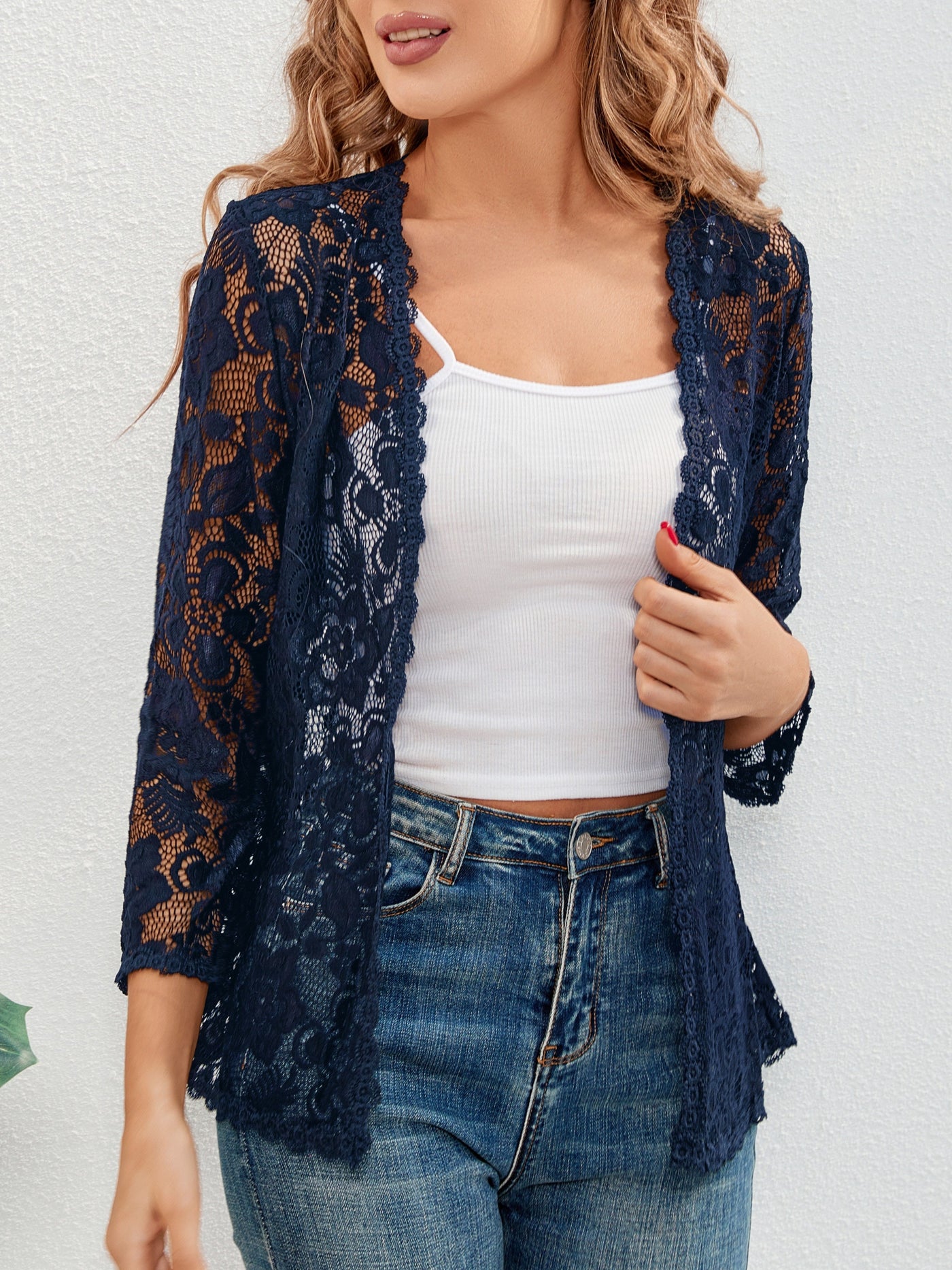 Warren | Floral Lace Open-Front Cardigan