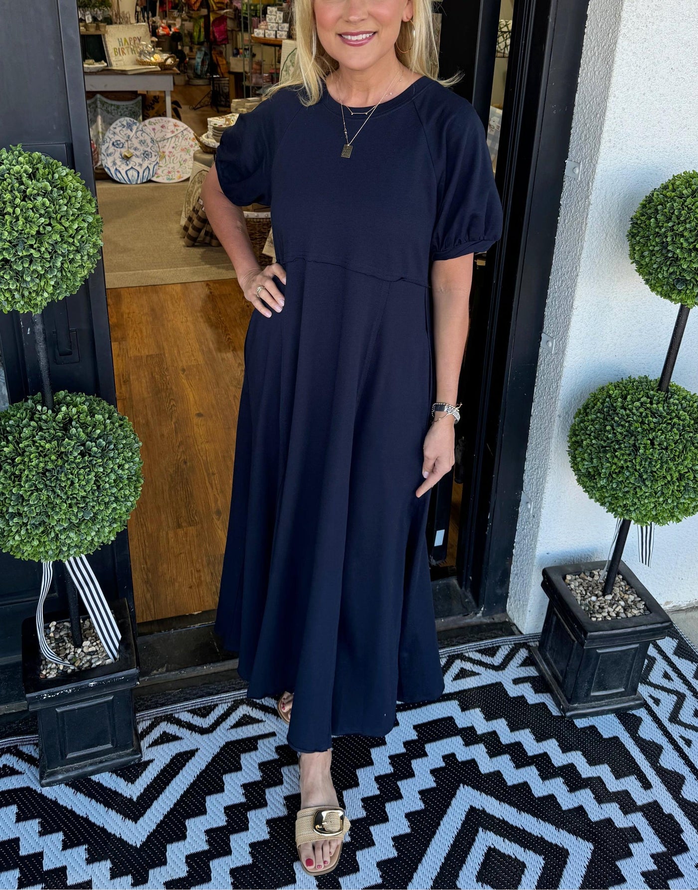 Warren | Puff Sleeve Round Neck Maxi Dress