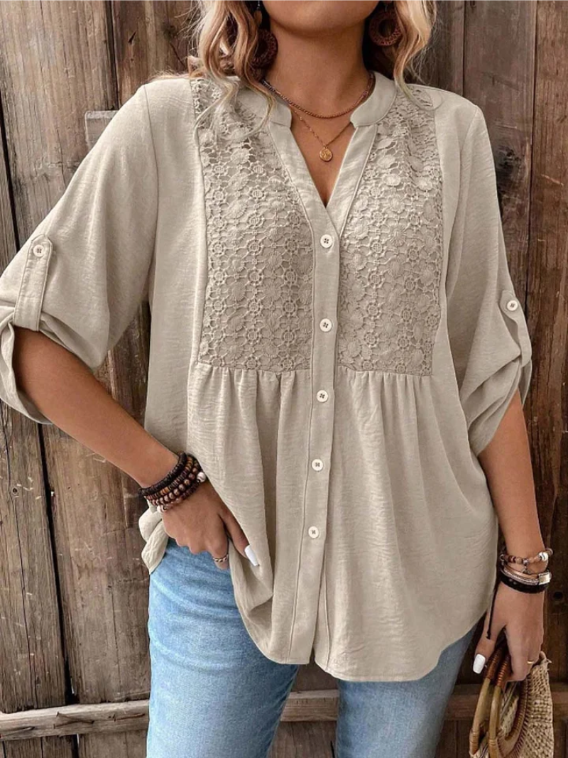 Warren | Elegant Wide Sleeve V-Neck Blouse