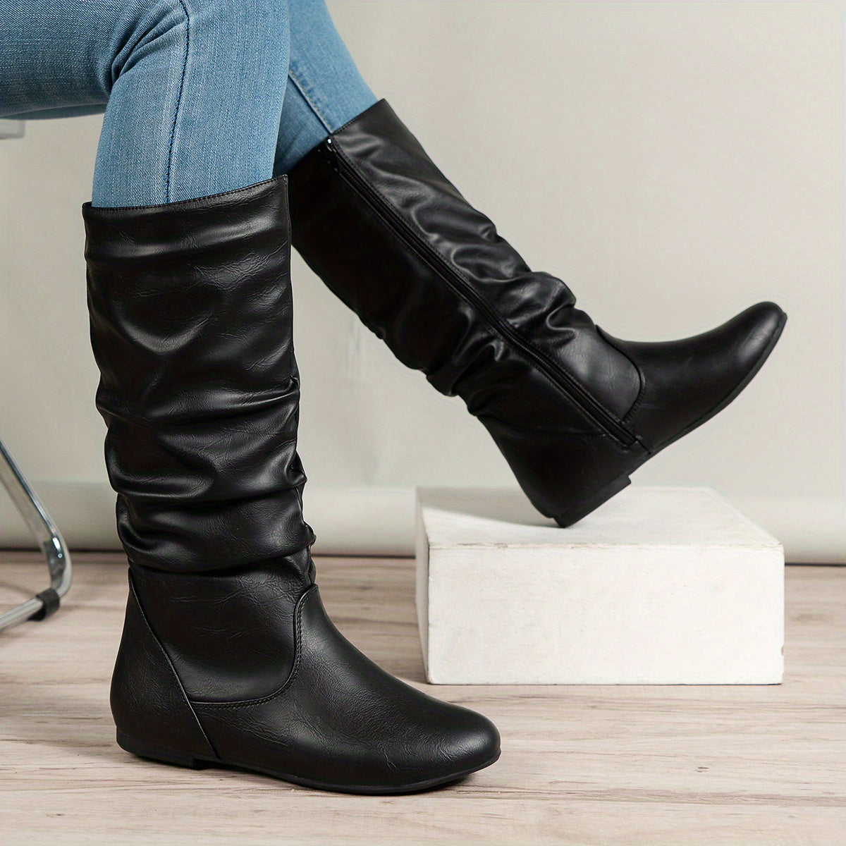 Warren | Slouch Mid-Calf Flat Boots