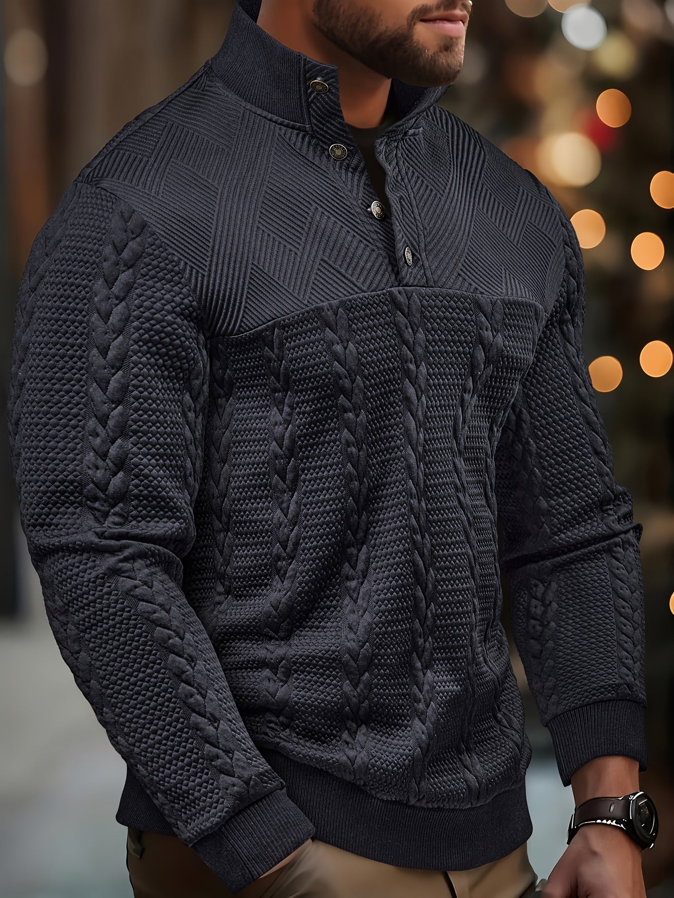 Warren | Textured Button-Neck Pullover