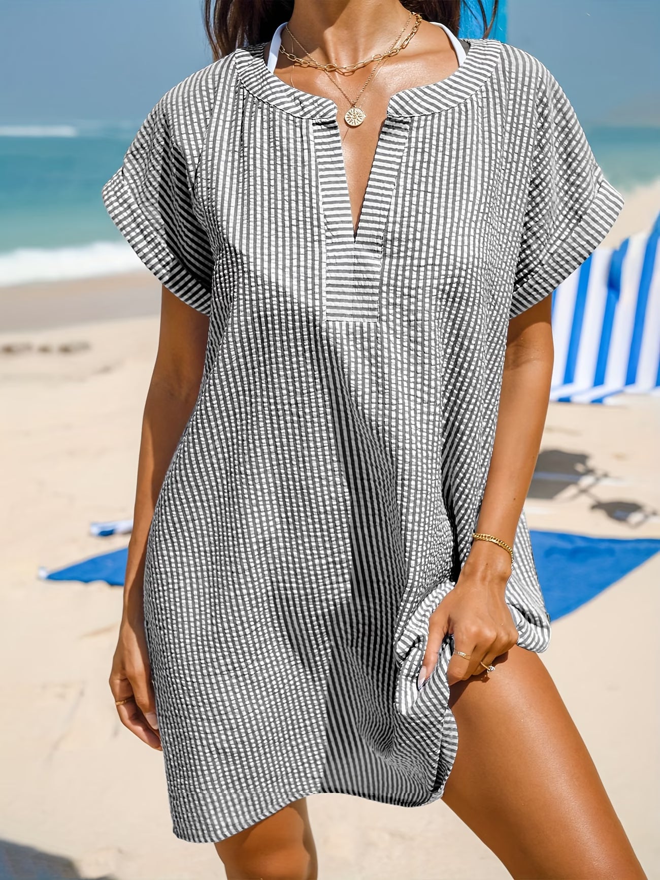 Warren | Summer V-Neck Striped Loose Dress