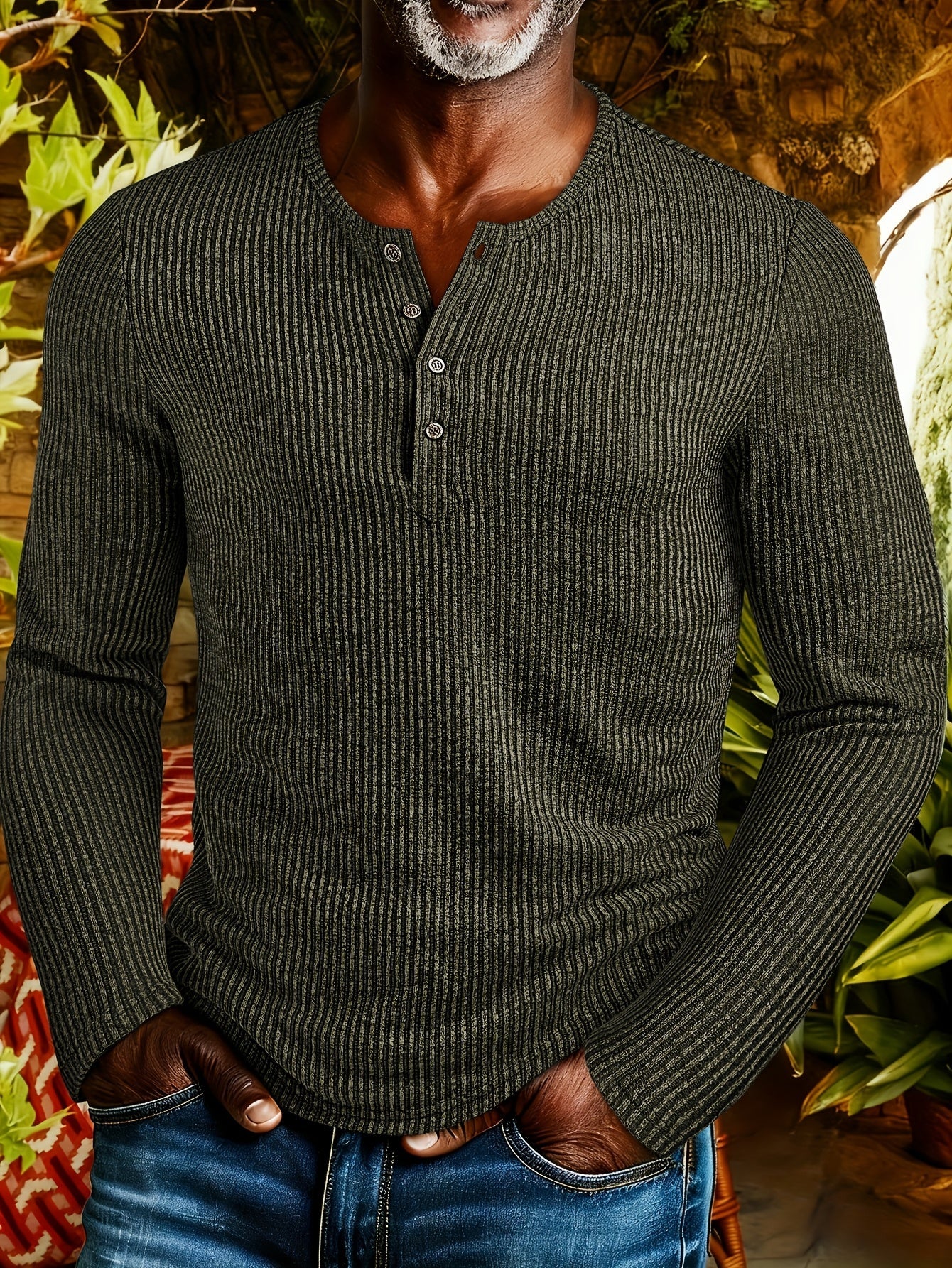 Warren | Ribbed Long-Sleeve Henley Shirt