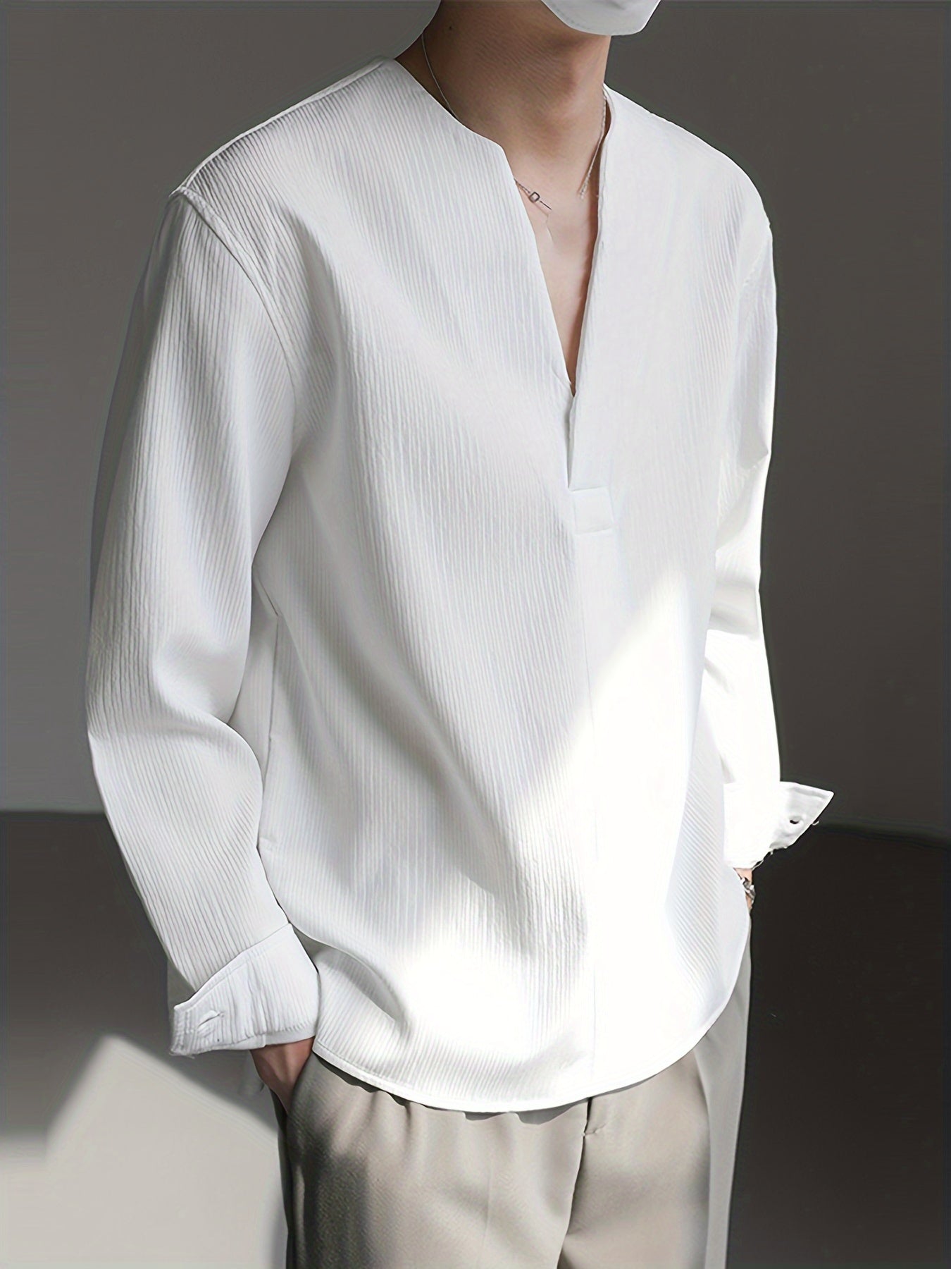 Warren | Collarless V-Neck Shirt