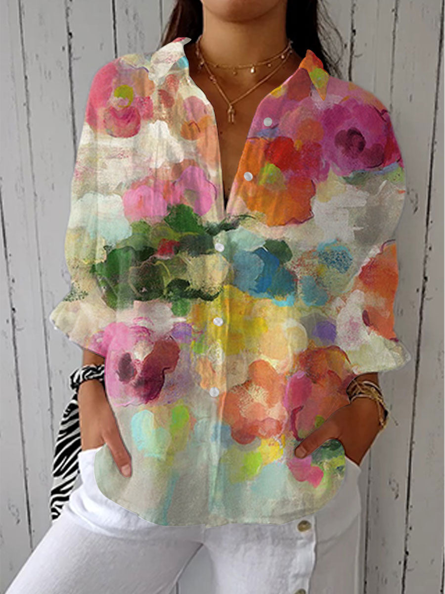 Warren | Elegant Watercolor Collar Blouse