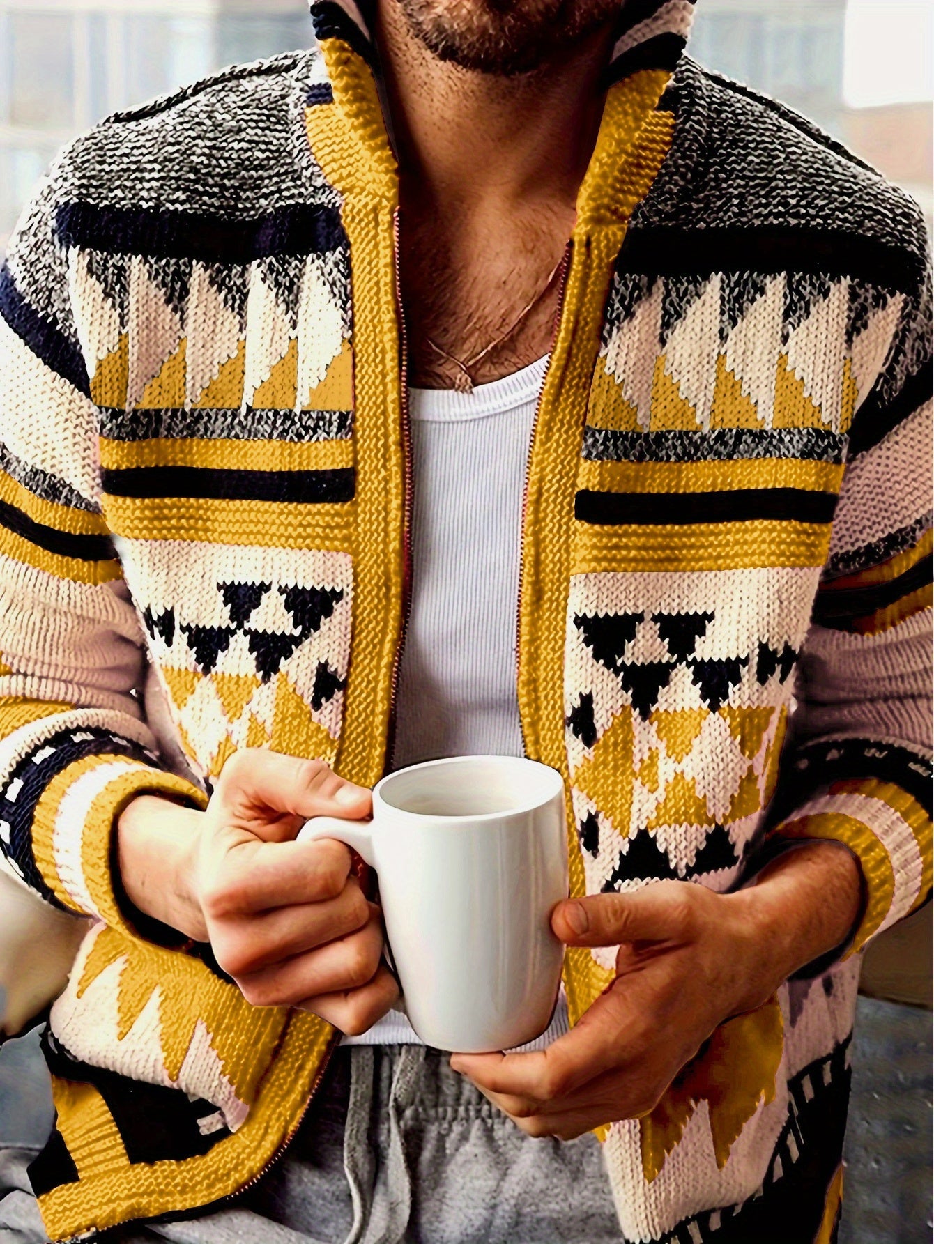 Warren | Patterned Zip-Up Cardigan