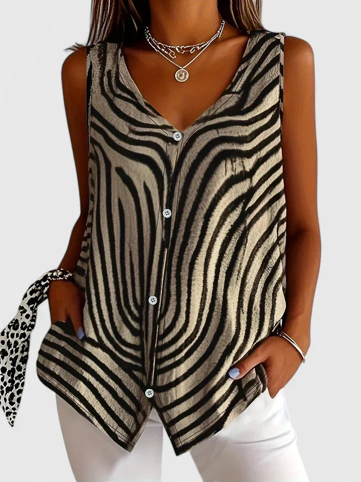 Warren | Sleeveless Button-Front Blouse