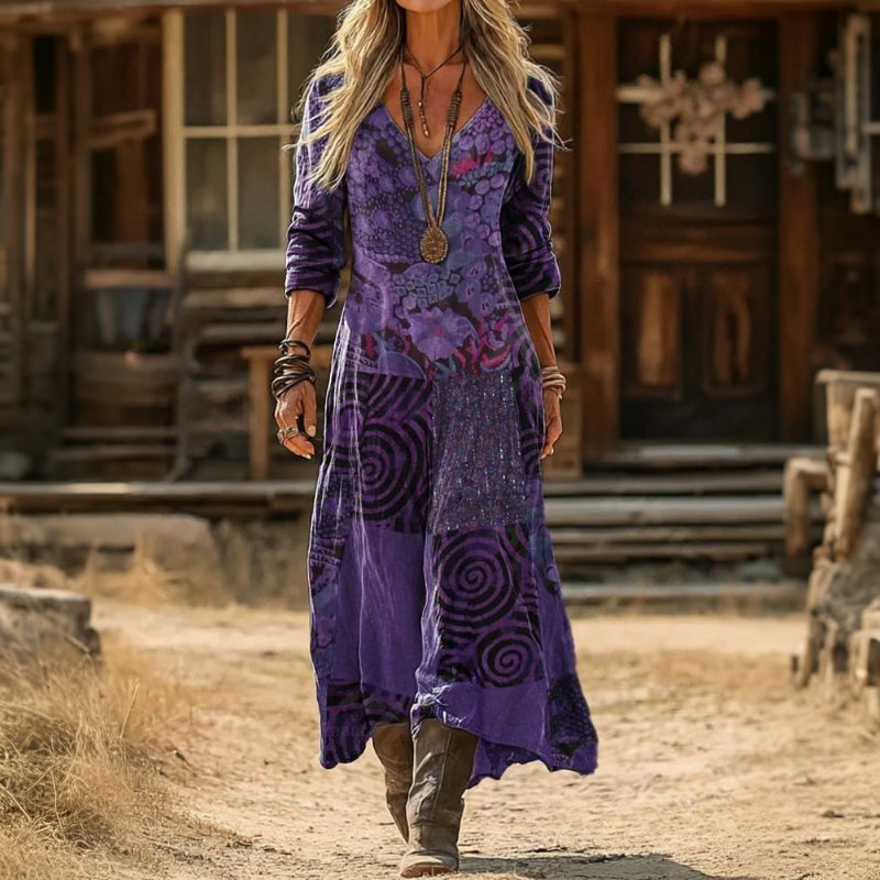 Warren | Vintage Patch Long Sleeve Casual Dress