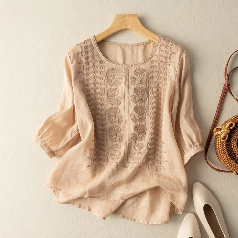 Warren | Elegant Round Neck Lace Blouse