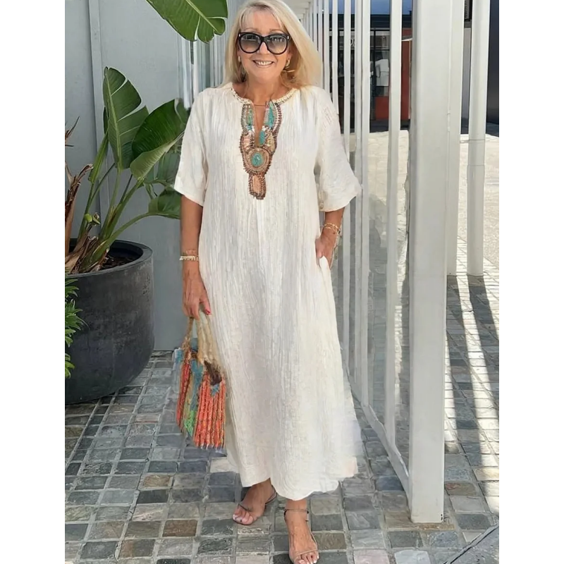 Warren | Relaxed Embroidered Midi Dress