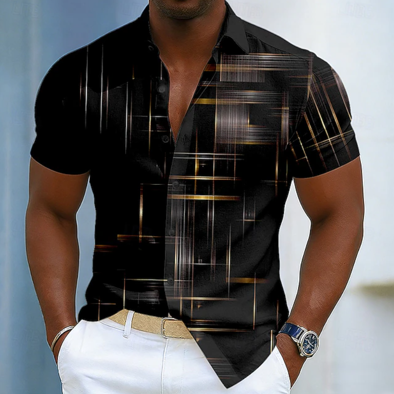 Warren | Short Sleeve Button Geometric Shirt