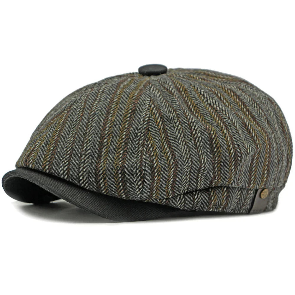Warren | Classic Striped Tweed Flat Cap