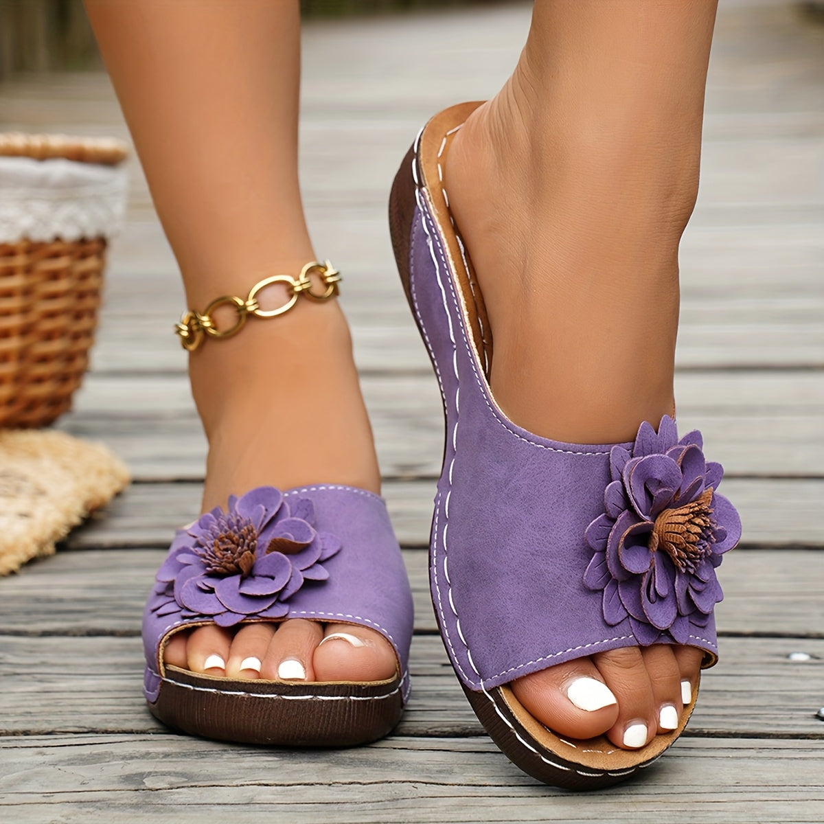 Warren | Floral Comfort Wedge Sandals