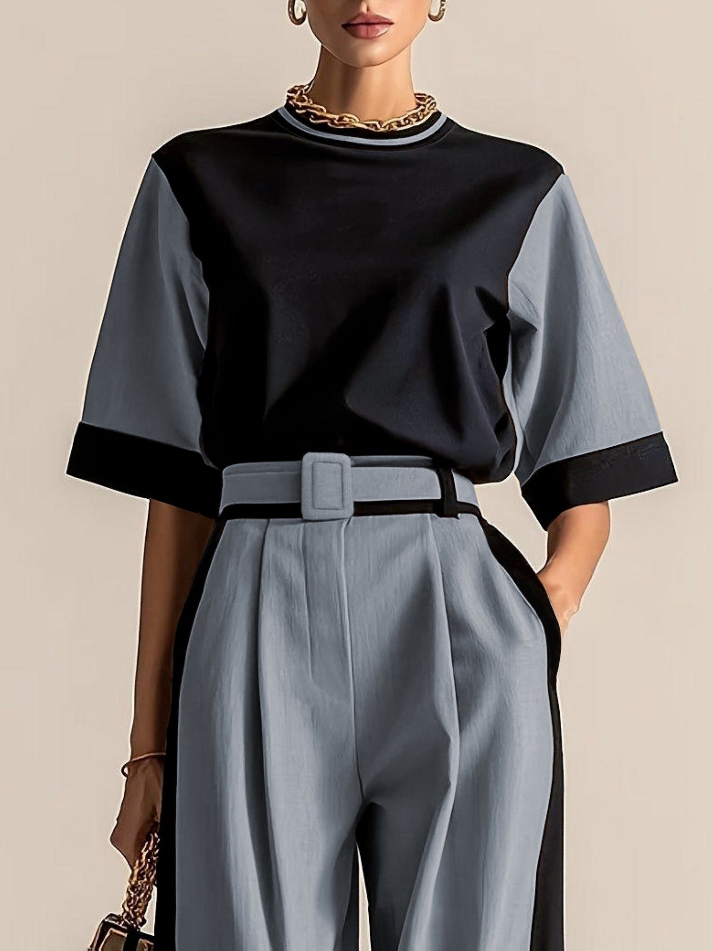 Warren | Contrast-Trim Two-Piece Set