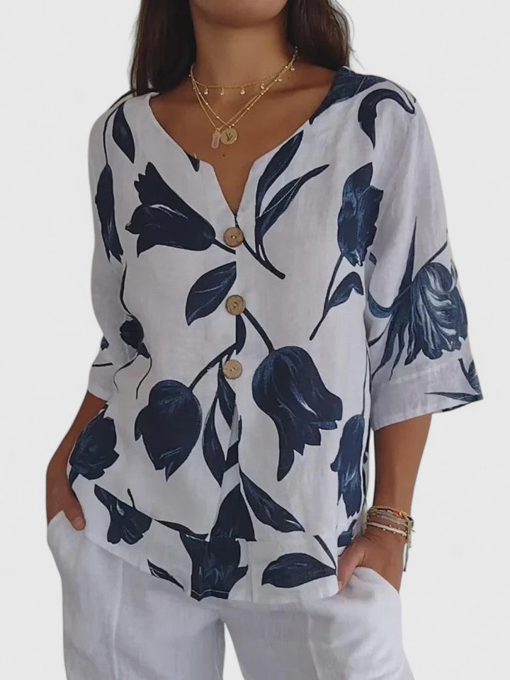 Warren | Relaxed Floral V-Neck Blouse