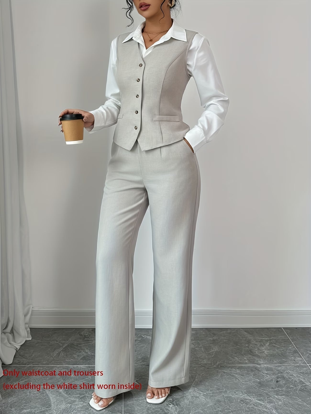 Warren | Elegant Single-Breasted Vest and High-Waist Pants Set