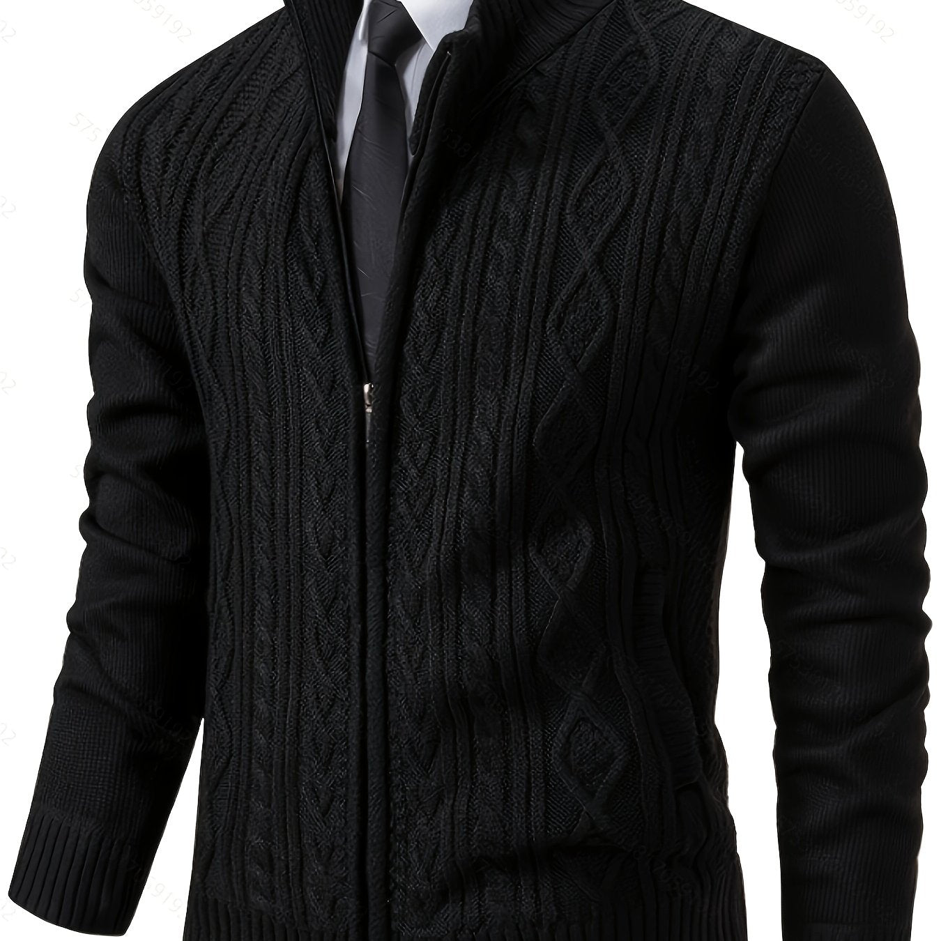 Warren | Textured Stand-Collar Zip Cardigan