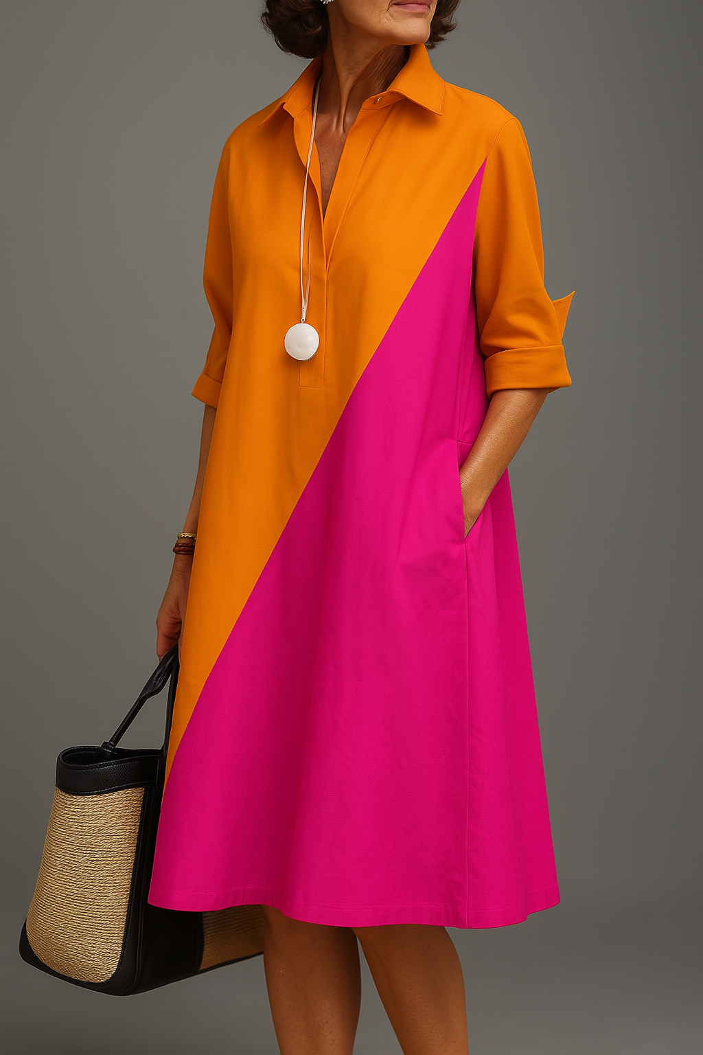 Warren | Comfortable Two Colored Midi Dress