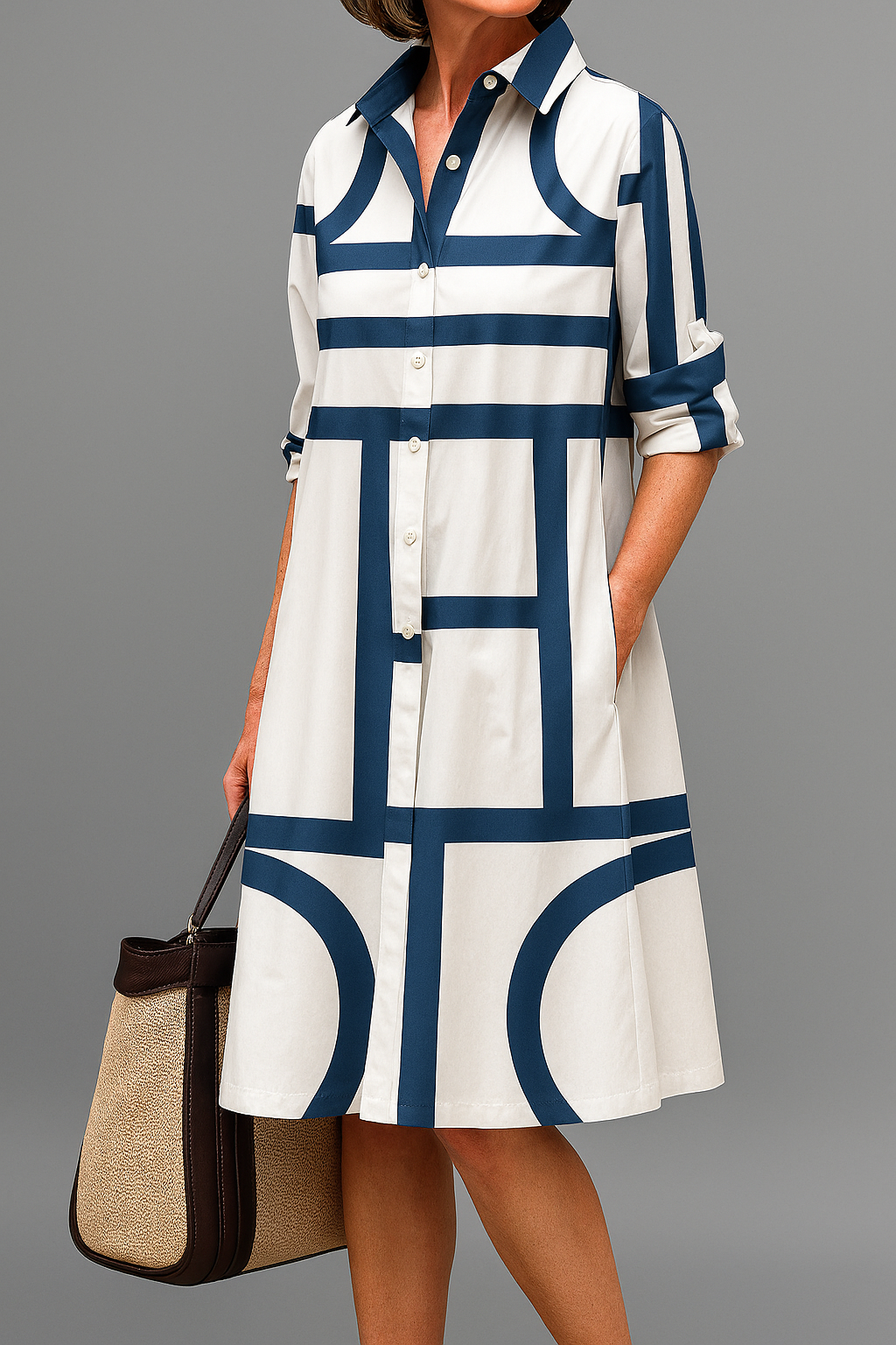 Warren | Sophisticated Pattern Collar Midi Dress