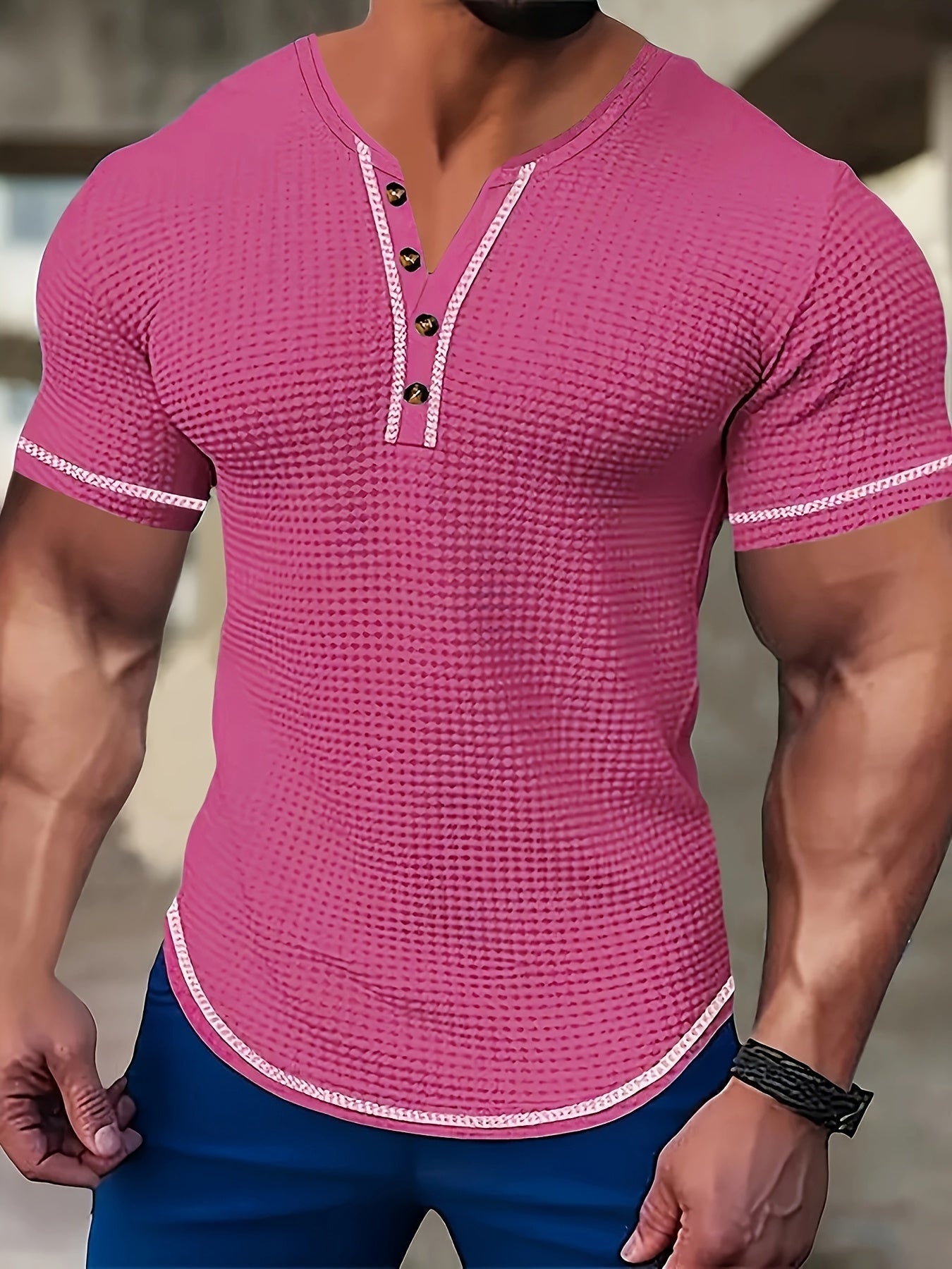 Warren | Textured Button-Neck Henley