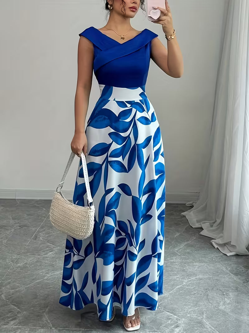 Warren | Sleeveless Leaf Print Maxi Dress