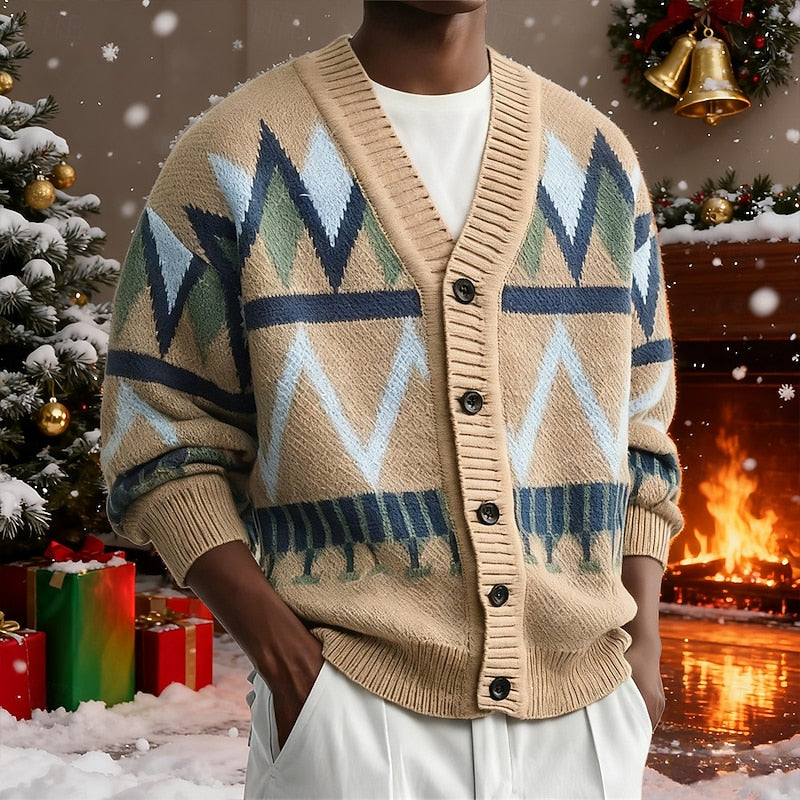 Warren | Patterned V-Neck Cardigan