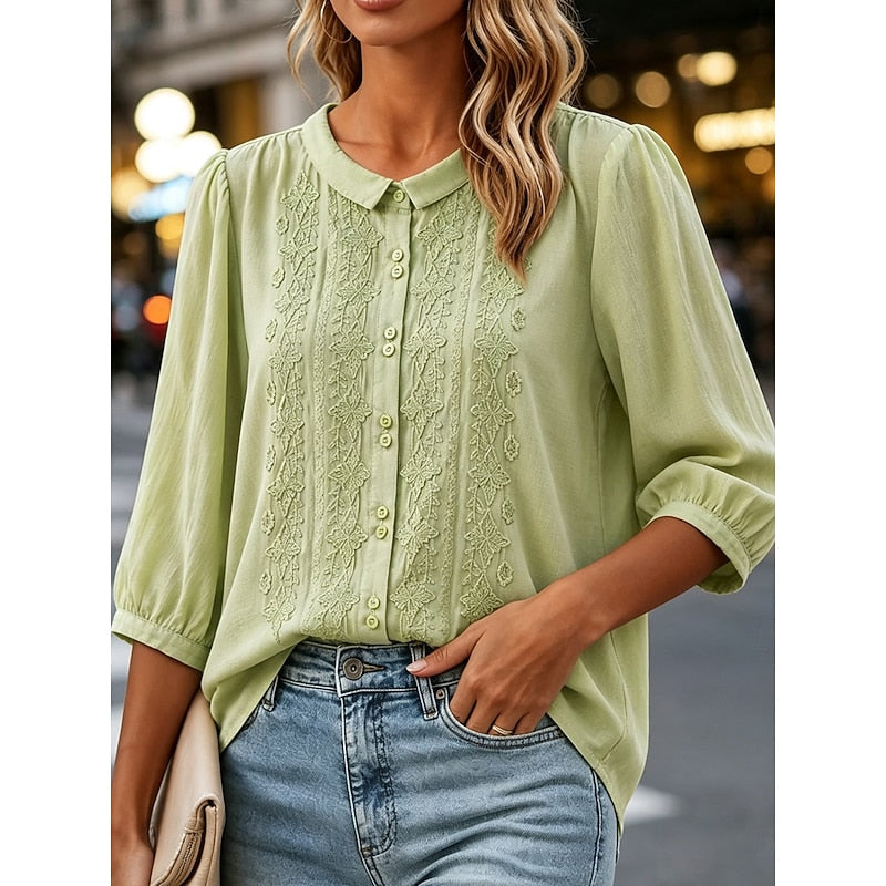 Warren | Embroidered Peter Pan Collar Blouse