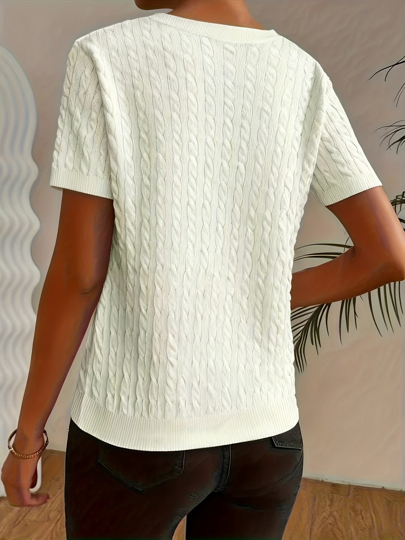 Warren | Textured Round Neck Short Sleeve Top