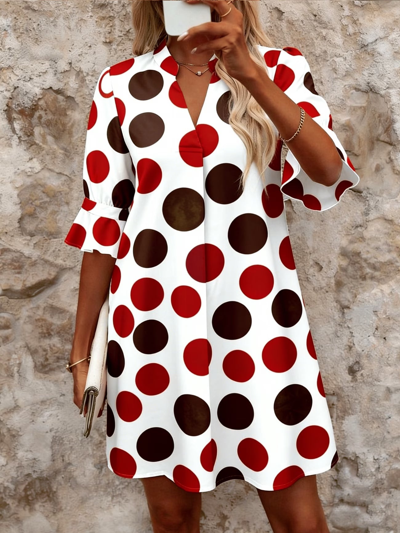 Warren | Stylish Mid Sleeve Dotted Dress