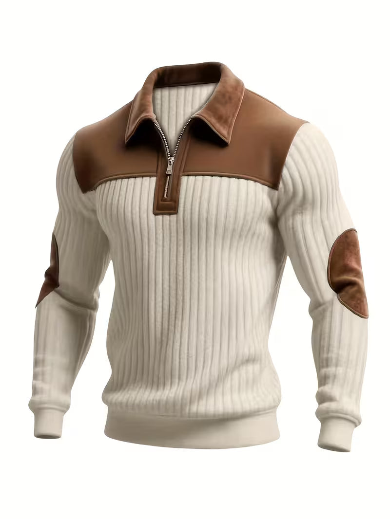 Warren | Classic Color-Block Collar Zip Sweater