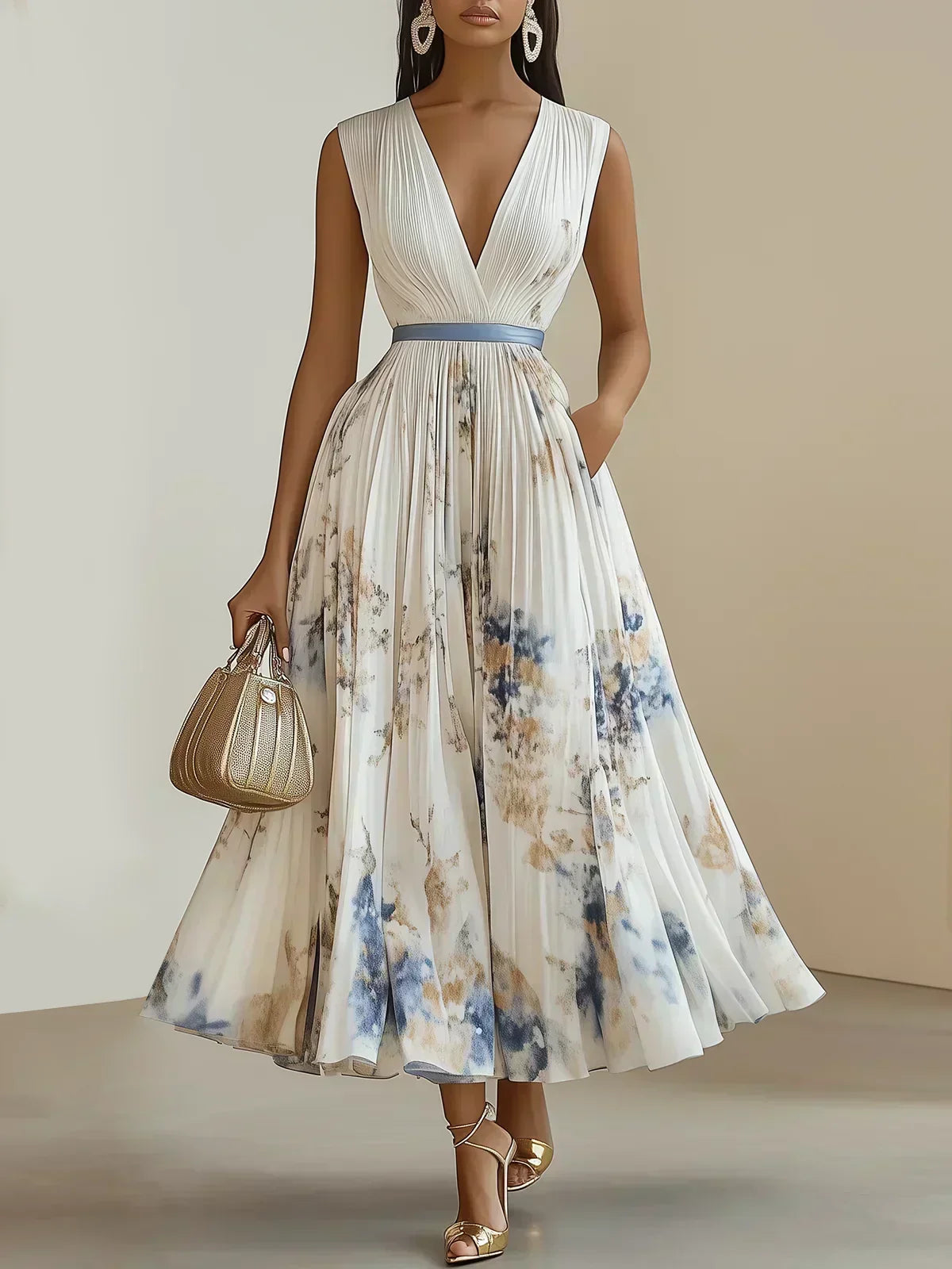 Warren | Elegant Sleeveless Long V-Neck Dress