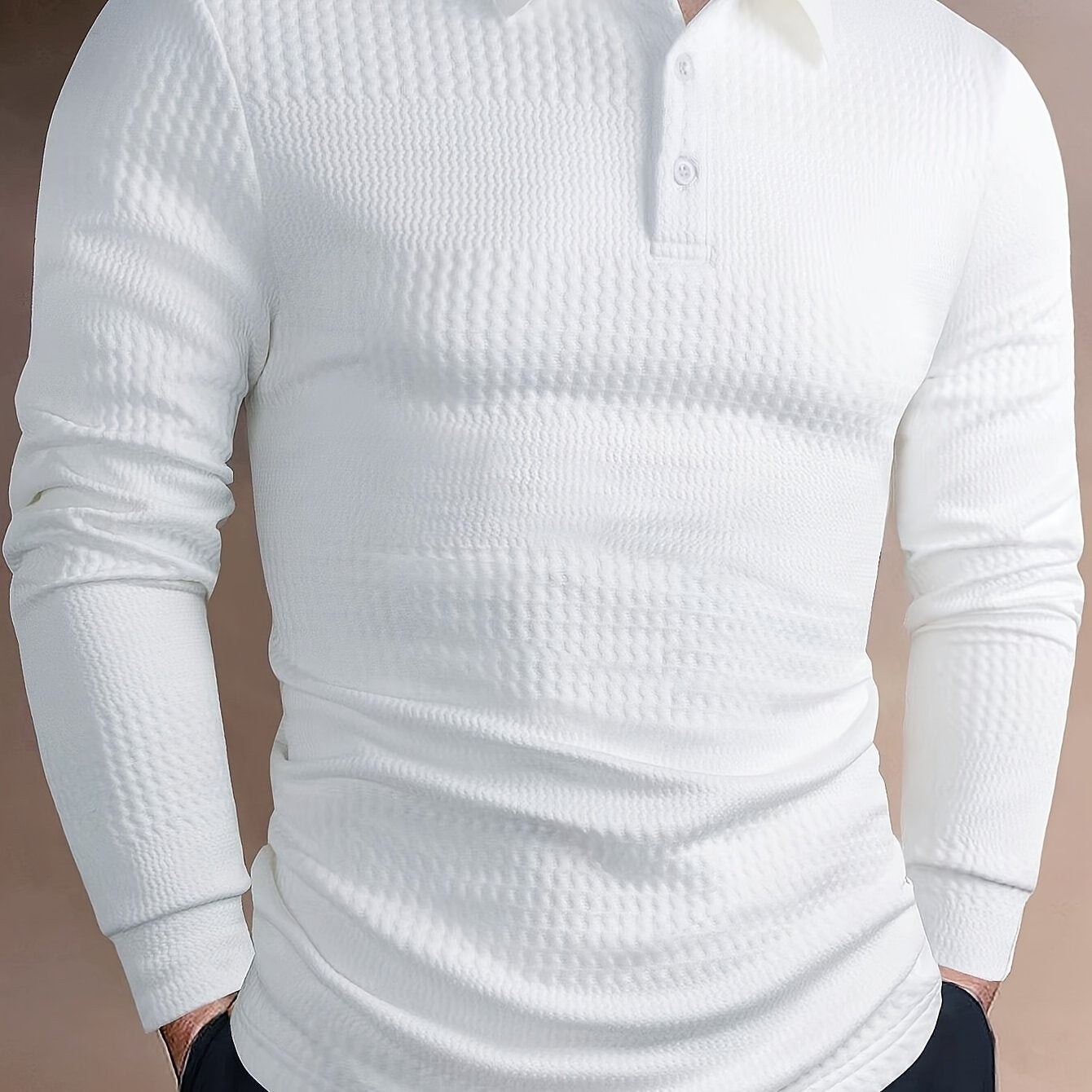 Warren | Textured Long Sleeve Polo Shirt