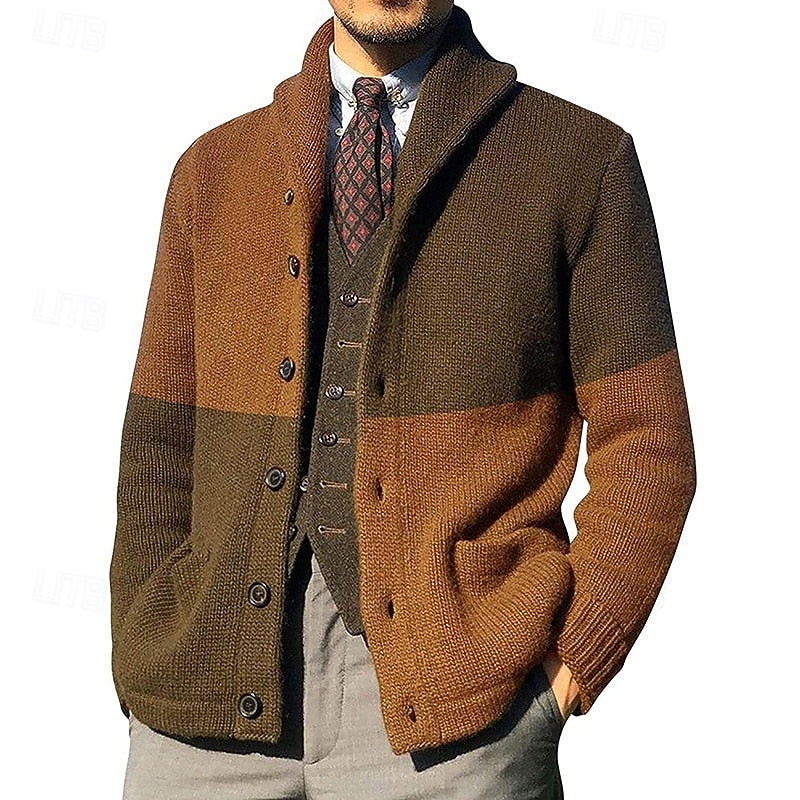 Warren | Colour-Block Shawl Collar Cardigan